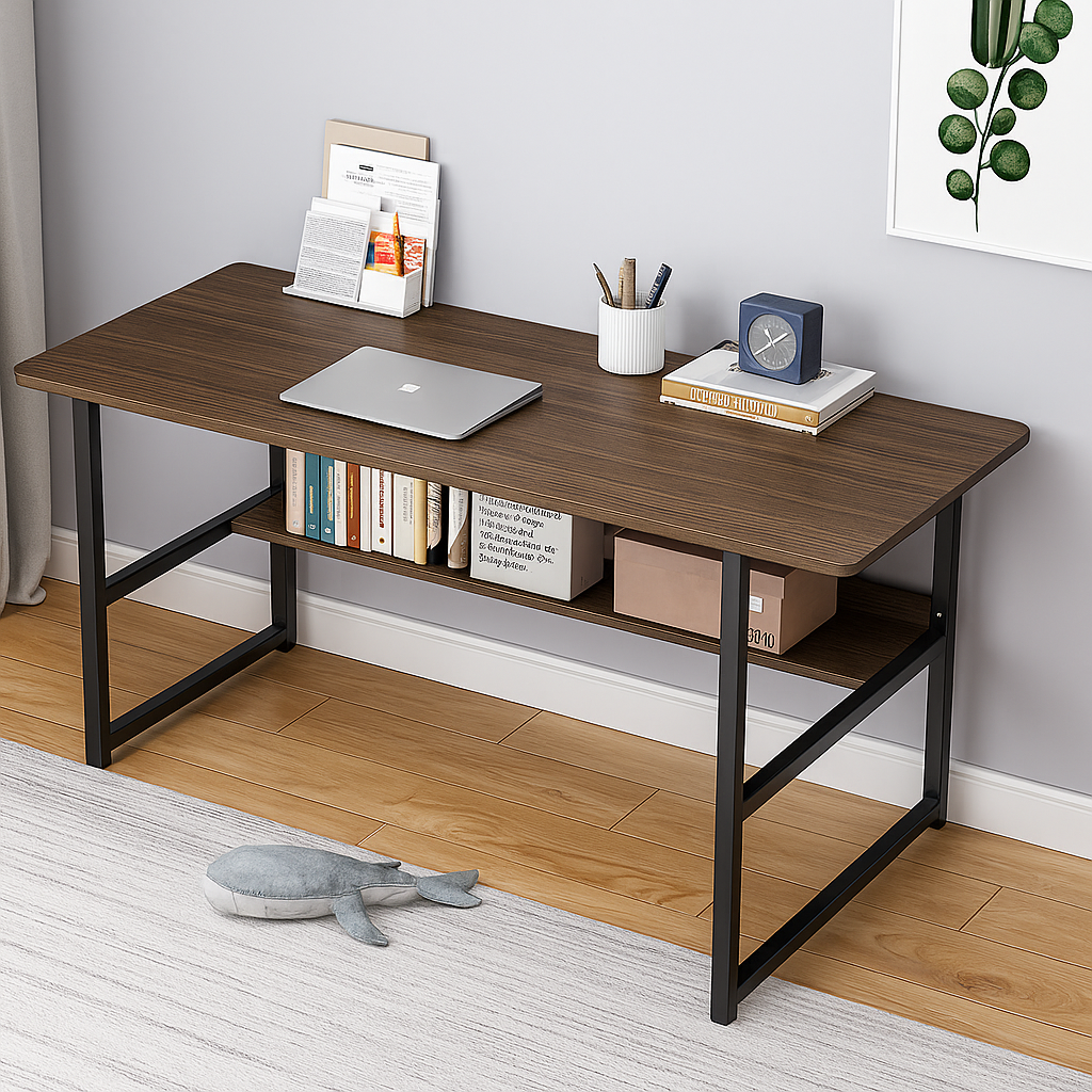 Birou pentru calculator cu raft HomeOFFICE,maro inchis 100x45x72