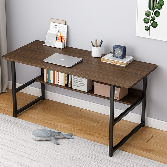 Birou pentru calculator cu raft HomeOFFICE,maro inchis 100x45x72