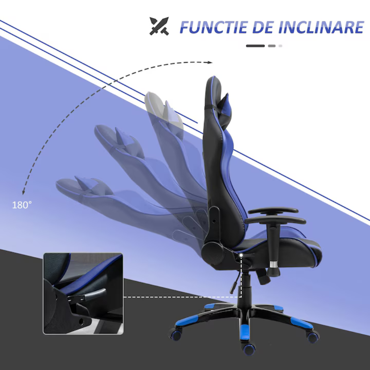 Scaun Gaming Extreme1 din Piele Sintetica Rotativ si Reclinabil