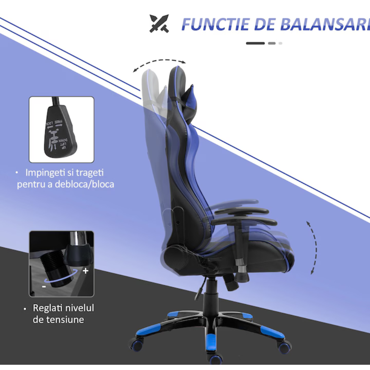 Scaun Gaming Extreme1 din Piele Sintetica Rotativ si Reclinabil