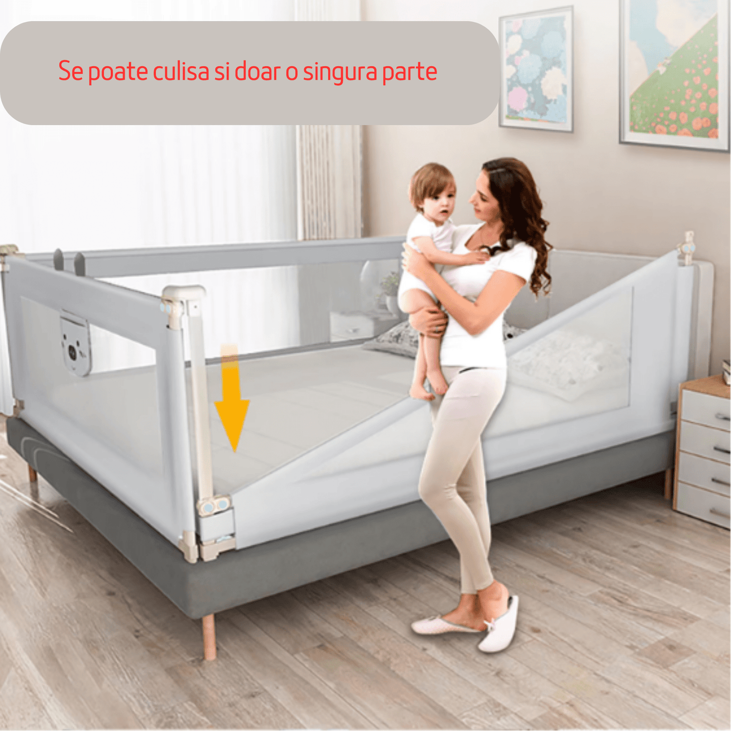 Bariera protectie pat HappyKID culisanta XXL - Seliodrox srl