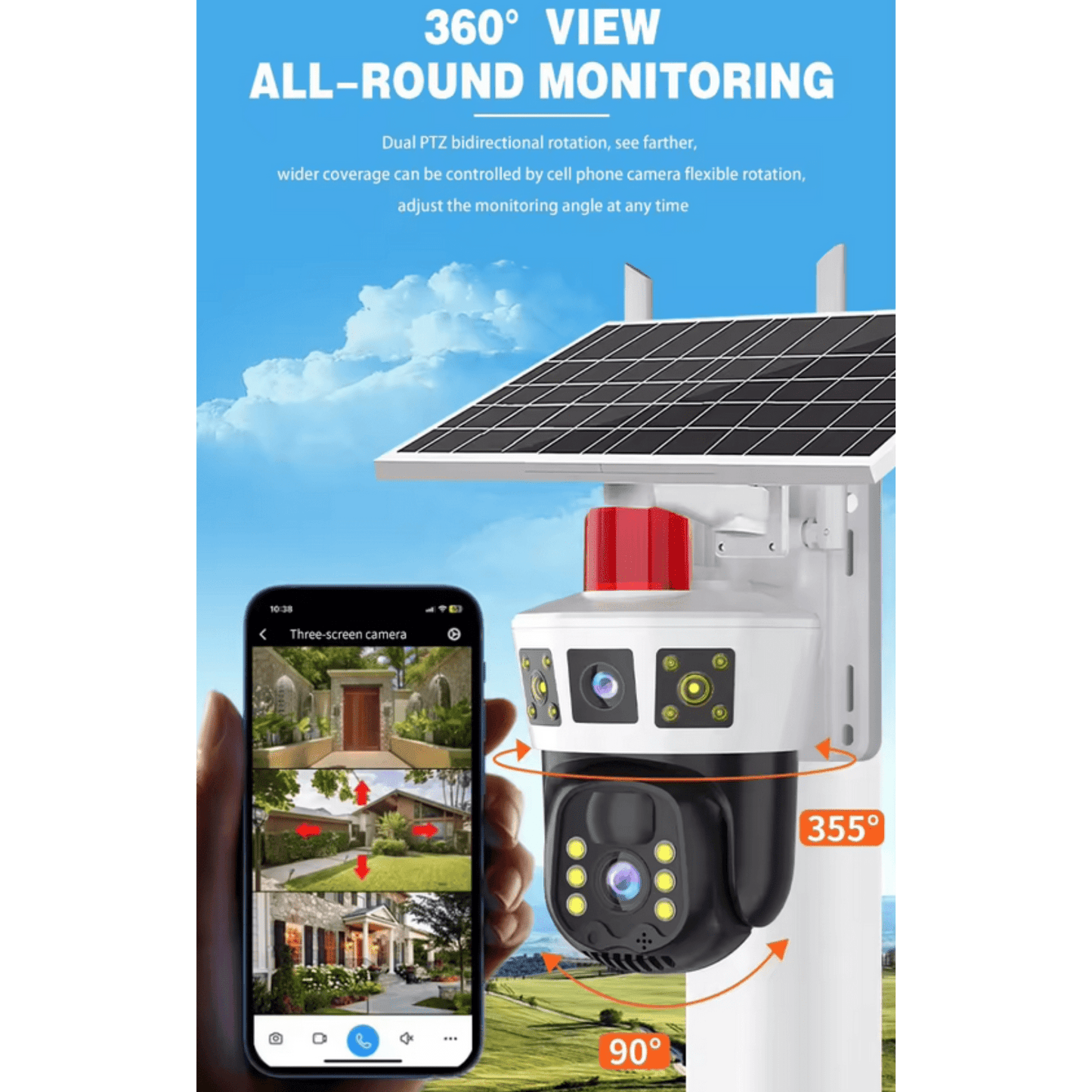 Camera de supraveghere SPY® 2in1 cu Panou Solar inclus 10W, 4MP,4K,Sim,4G - Seliodrox srl