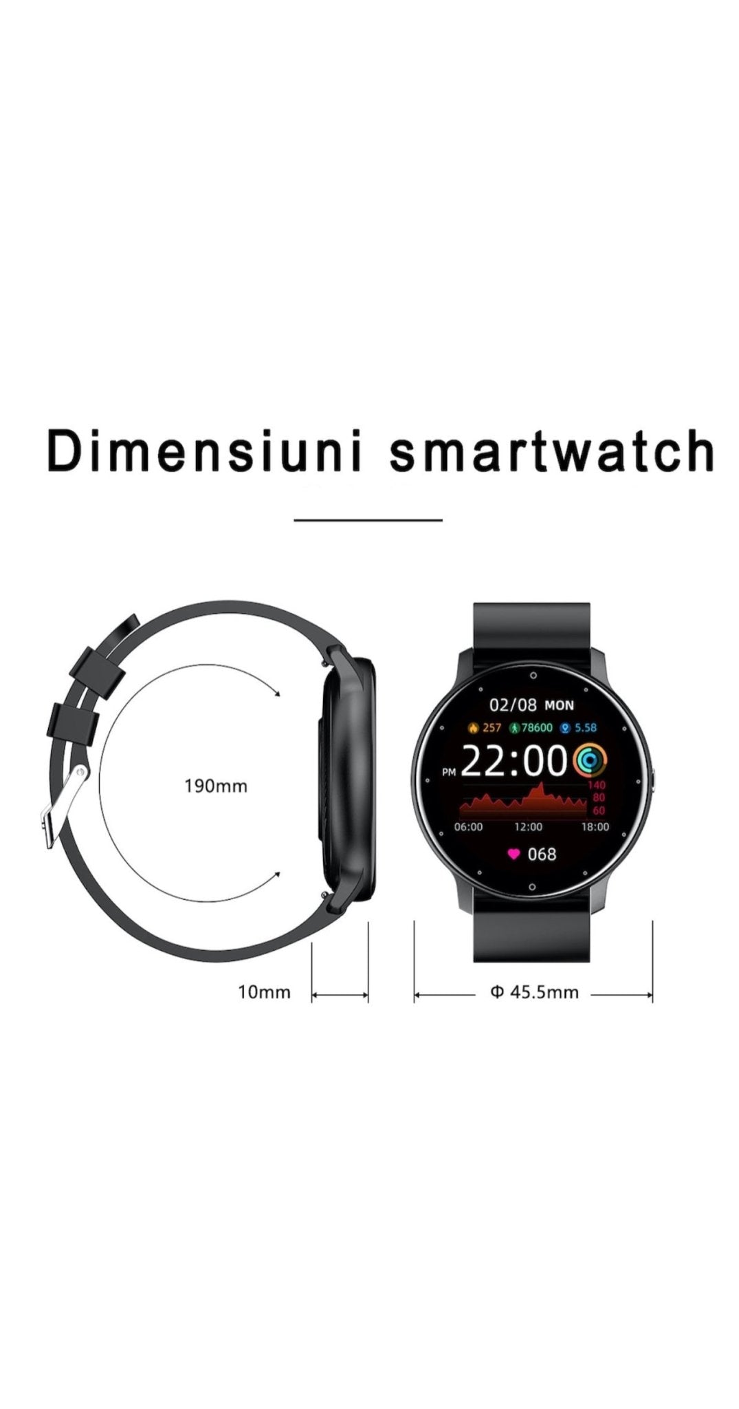 Ceas smartwatch si bratara fitness RoHS® Negru - Seliodrox srl