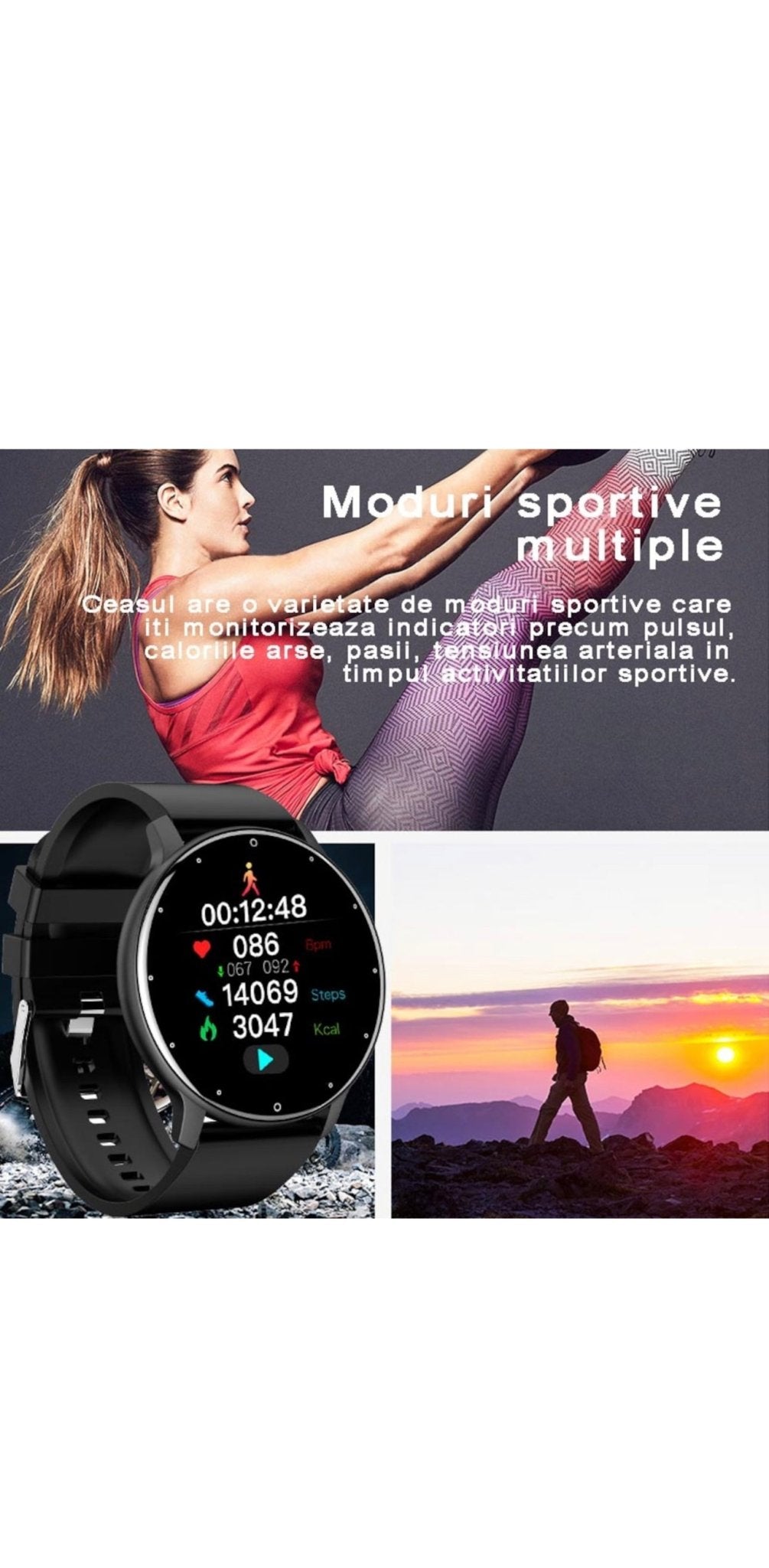 Ceas smartwatch si bratara fitness RoHS® Negru - Seliodrox srl