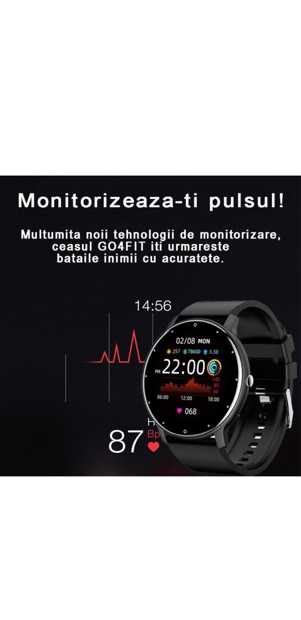 Ceas smartwatch si bratara fitness RoHS® Negru - Seliodrox srl