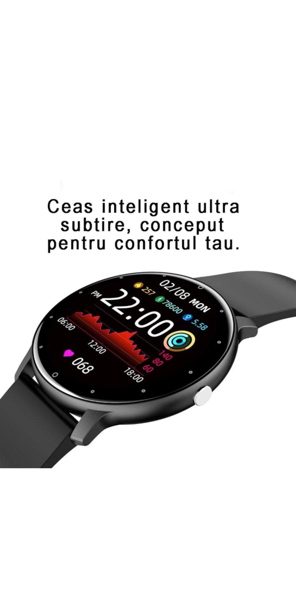 Ceas smartwatch si bratara fitness RoHS® Negru - Seliodrox srl