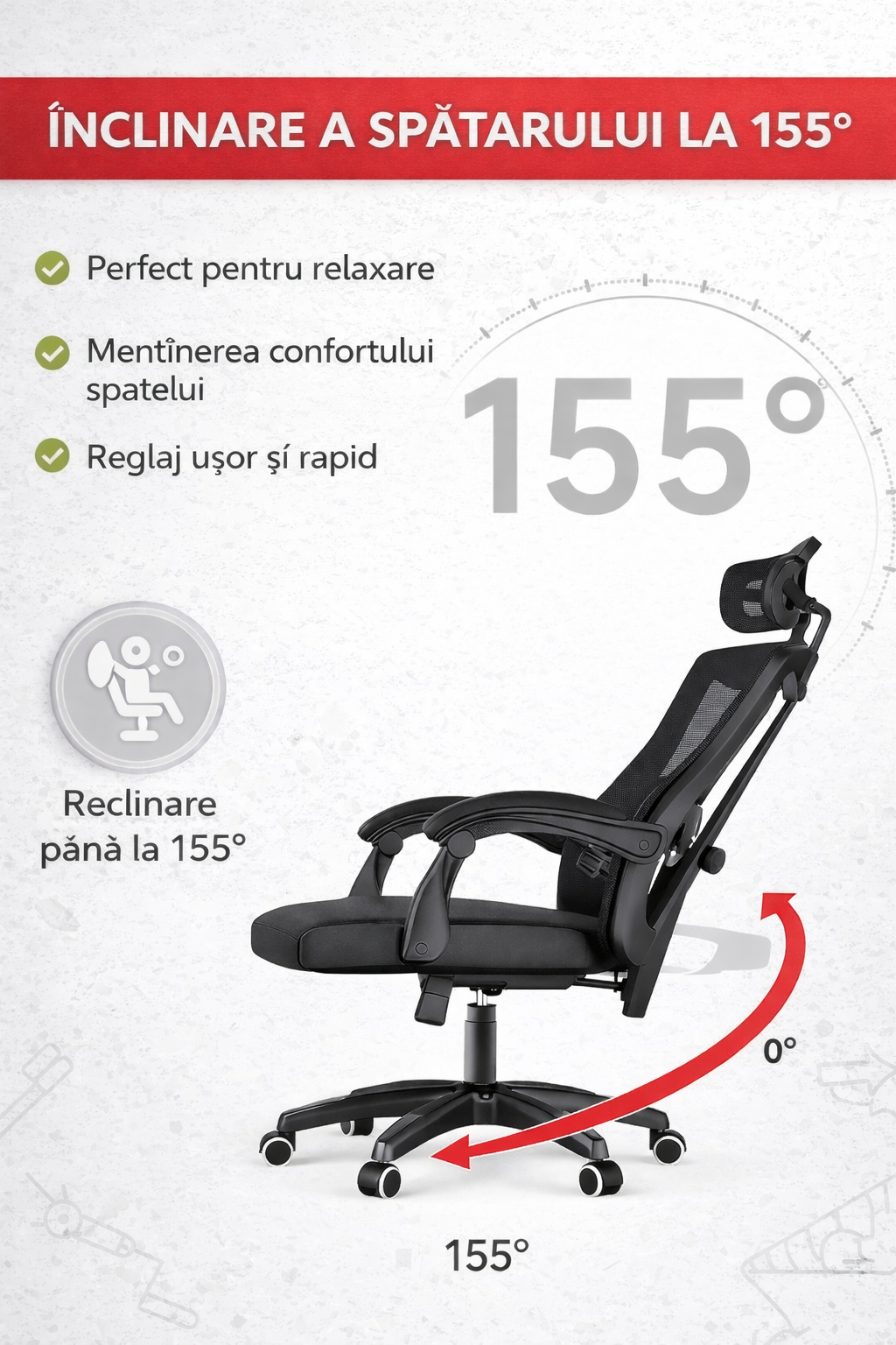 Scaun ergonomic birou gaming RoHS® negru – mesh tetiera 2D suport lombar 120kg – imagine 7