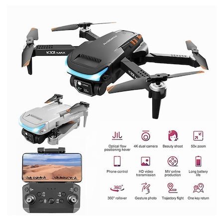 Drona RoHS K101 Max Avoidance GPS WiFI 4K UHD Dual Camera pentru Adulti si Copii - Seliodrox srl