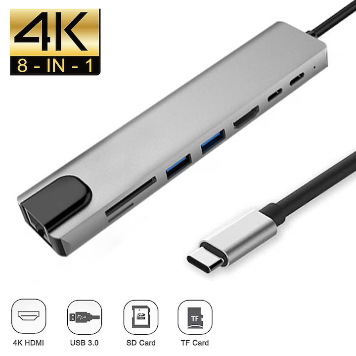 Hub Adaptor Multiport 8 in 1 USB - C 3.1 ROHS® - Seliodrox srl
