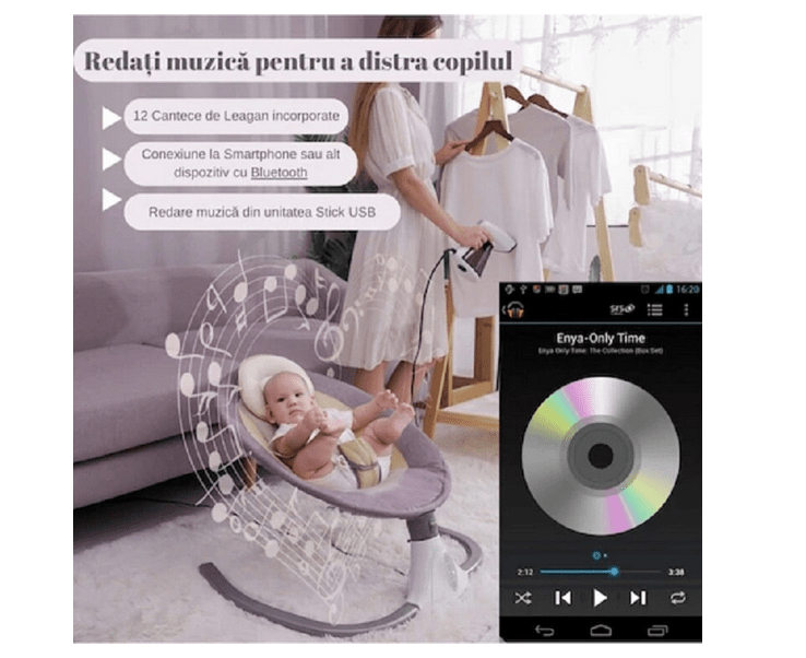 Leagan Electric HappyKids Multifunctional Pentru Bebelusi - Seliodrox srl