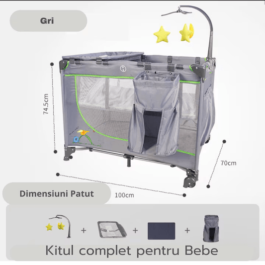 Patut pliant Kappykid, 2 nivele cu arcade de jucarii - Seliodrox srl