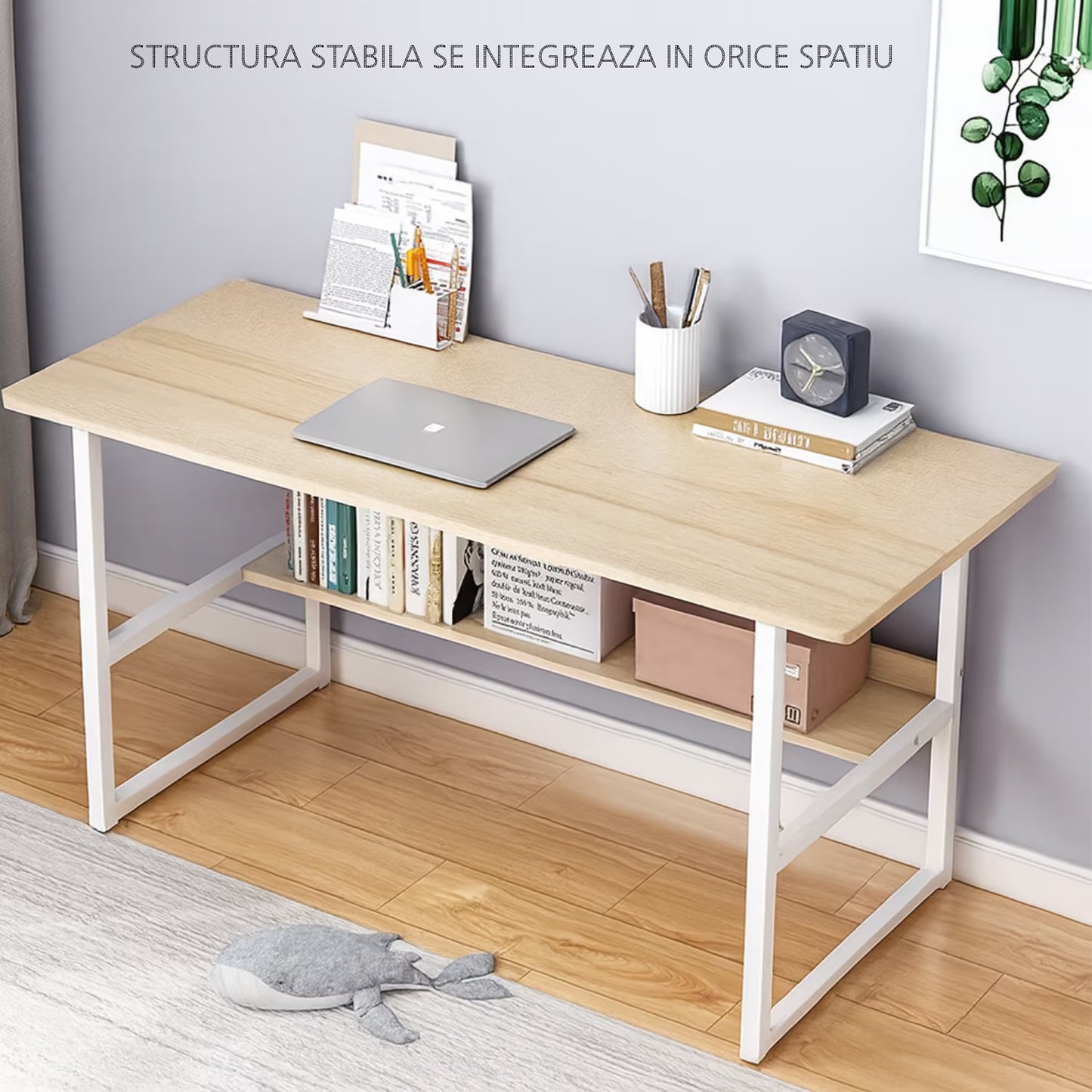 Birou calculator cu raft HomeOFFICE RoHS® model scandinav premium – spatios modern – imagine 4