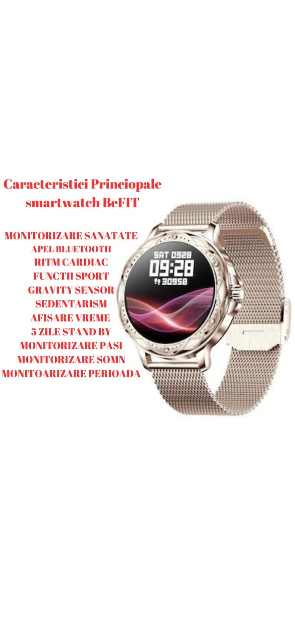 SmartWatch RoHS® Auriu/Gold cu pietre de tip Swarovski - Seliodrox srl