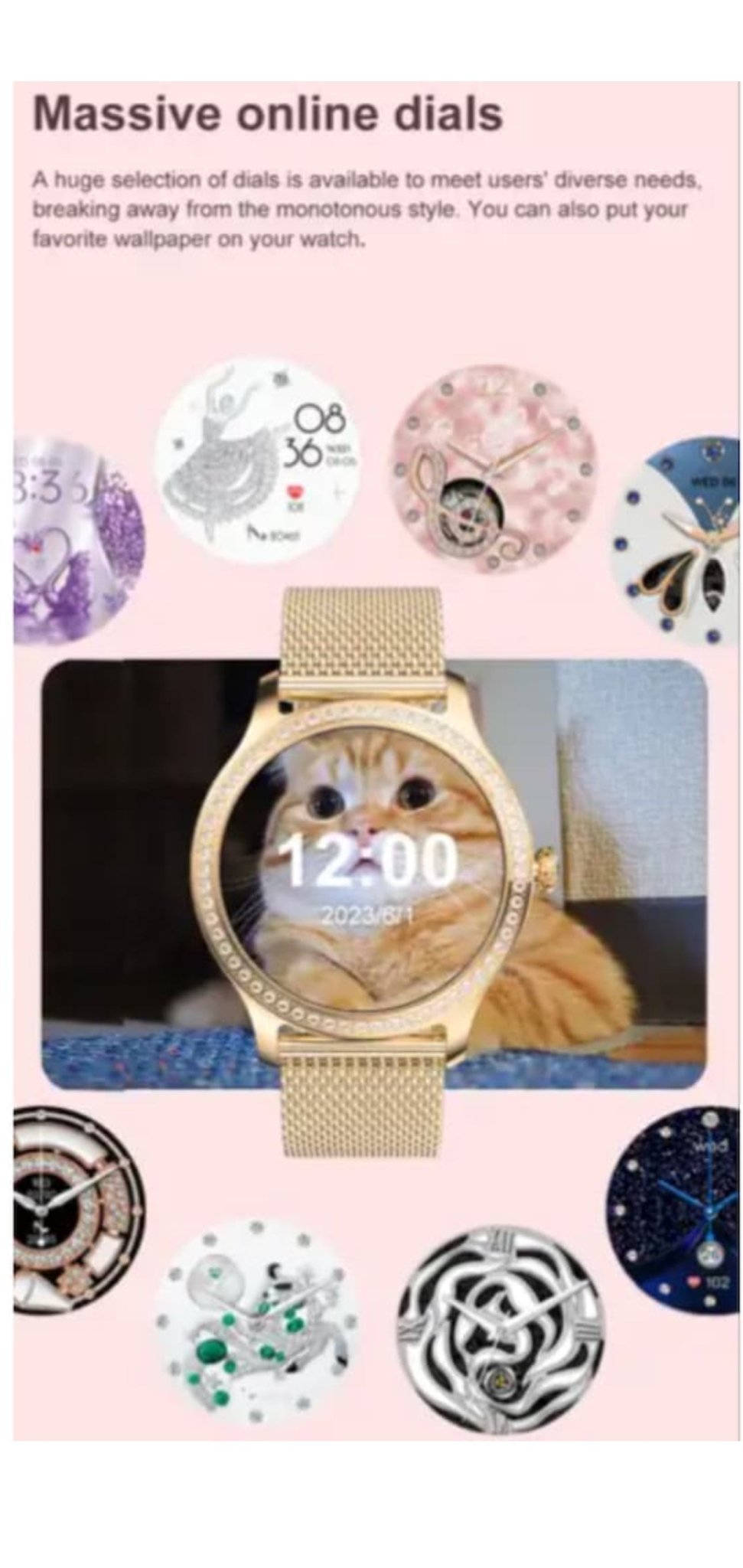 SmartWatch RoHS® Auriu/Gold cu pietre de tip Swarovski - Seliodrox srl