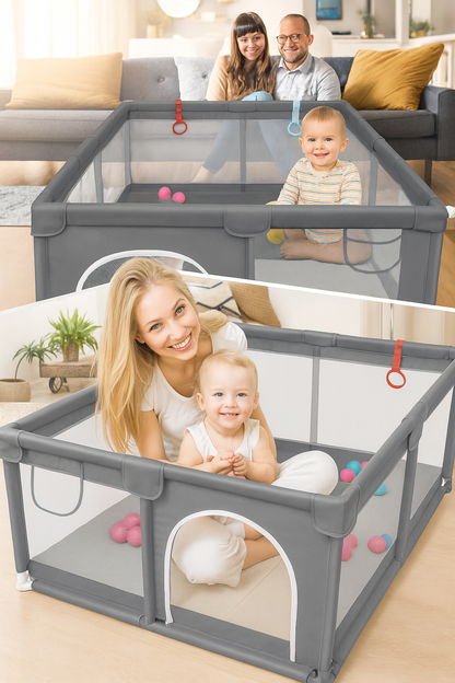 Tarc de joaca pentru copii 150x180 cm HappyKID cu 4 inele