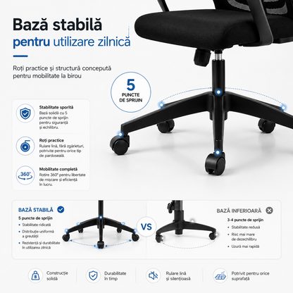 Scaun Ergonomic Reglabil pentru Birou si Gaming, Negru inchis