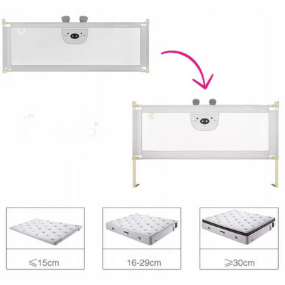 Bariera Siguranta Pat Gri 140cm, Înălțime Reglabilă 68-98cm, Protecție pentru Orice Pat,Gri,Conectori Inclusi