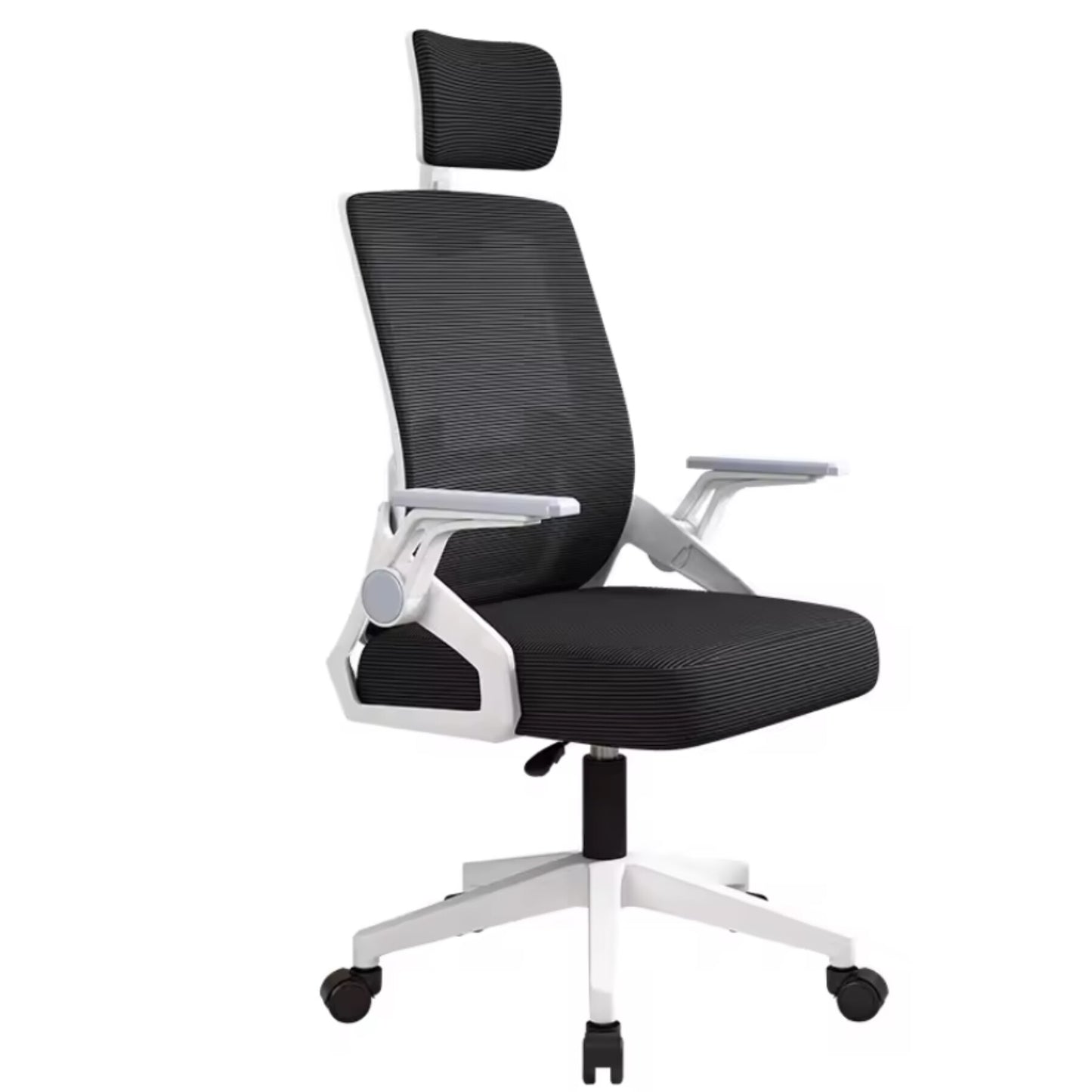 Scaun ergonomic birou gaming RoHS® negru cu alb – reglabil stil bicolor modern