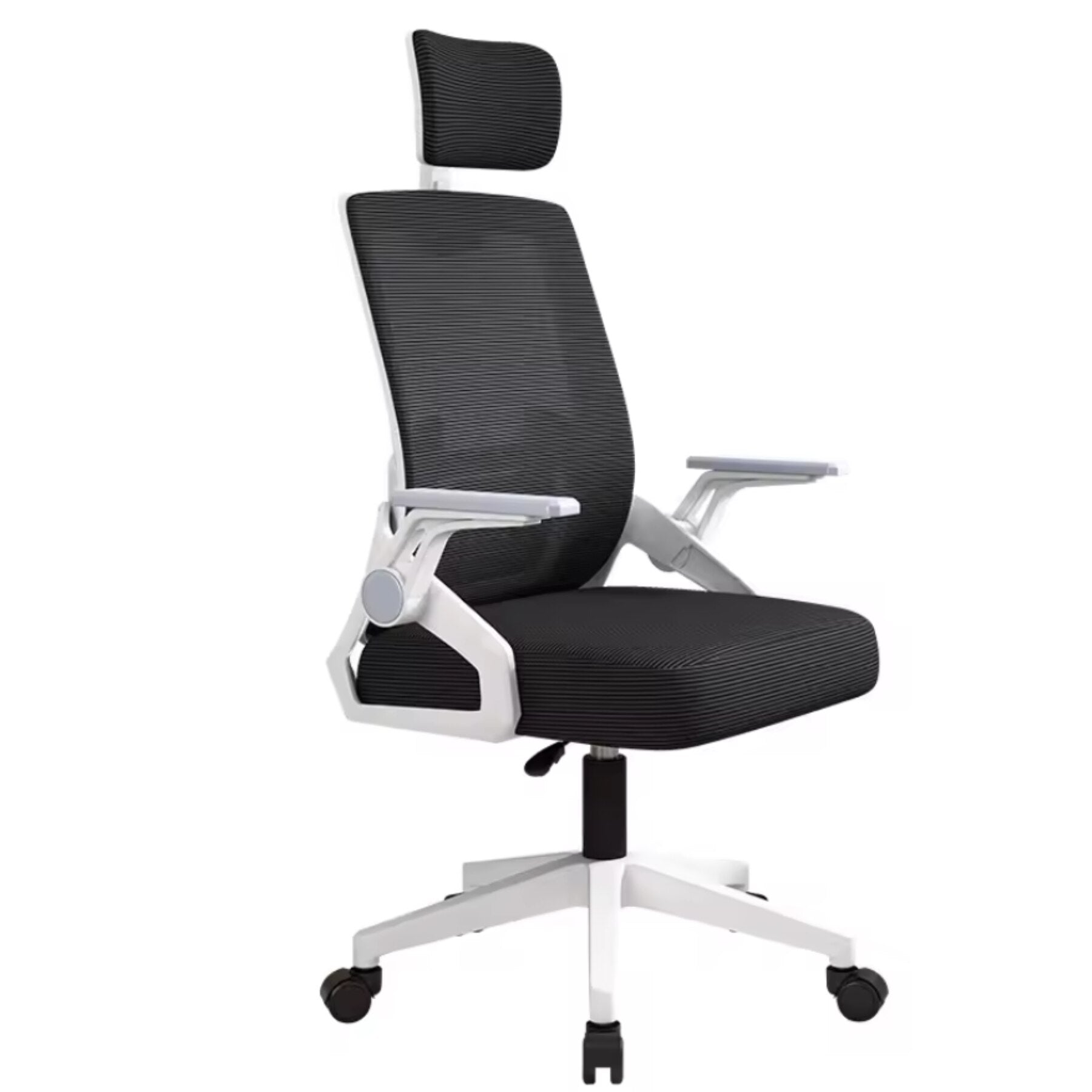 Scaun ergonomic birou gaming RoHS® negru cu alb – reglabil stil bicolor modern
