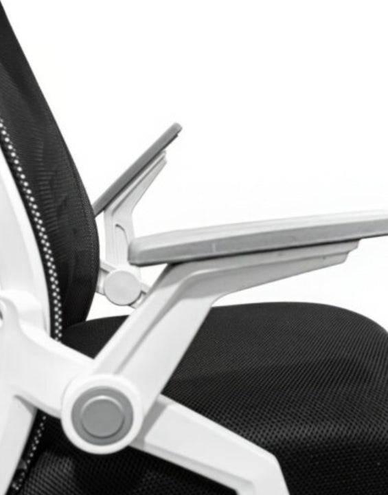 Scaun Ergonomic Birou Gaming Negru cu Alb – Tetieră 2D Reglabilă, Suport Lombar