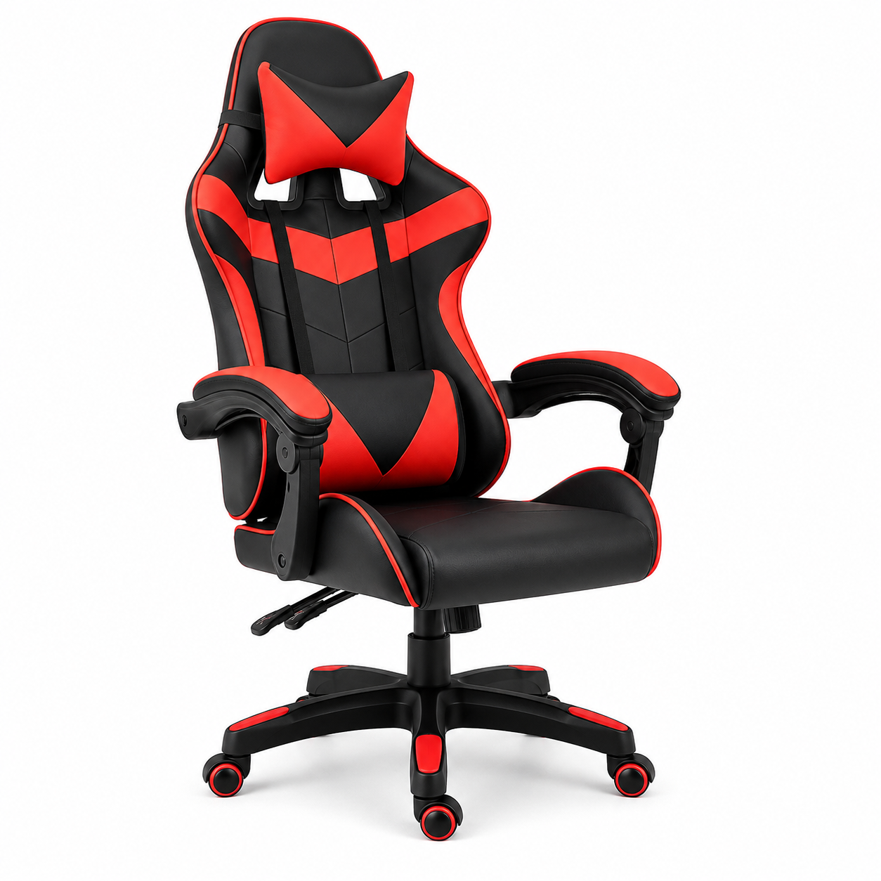 Scaun gaming ergonomic ROHS ExtremePro, funcție recliner, piele ecologică, pernă lombară și cervicală, suport 140 kg, negru cu roșu