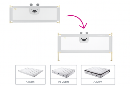 Set 3 Bariere Pat Gri 2x200cm + 1x160cm, Înălțime Reglabilă 68-98cm, Protecție pentru Orice Pat,Gri,Conectori Inclusi