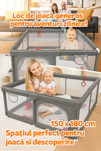 Tarc de joaca pentru copii 150x180 cm HappyKID cu 4 inele