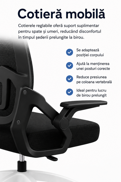 Scaun ergonomic reglabil pentru birou sau gaming, culoare negru