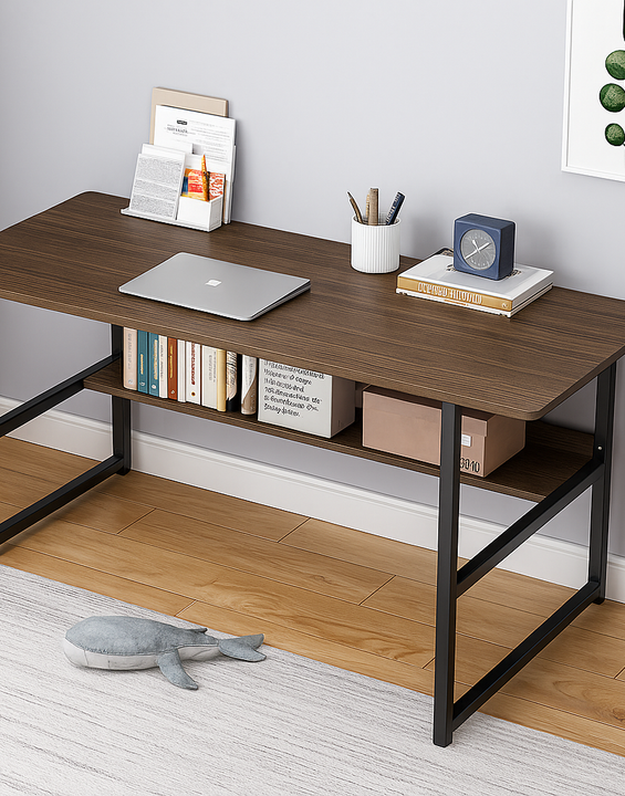 Birou pentru calculator cu raft HomeOFFICE,maro inchis 100x45x72