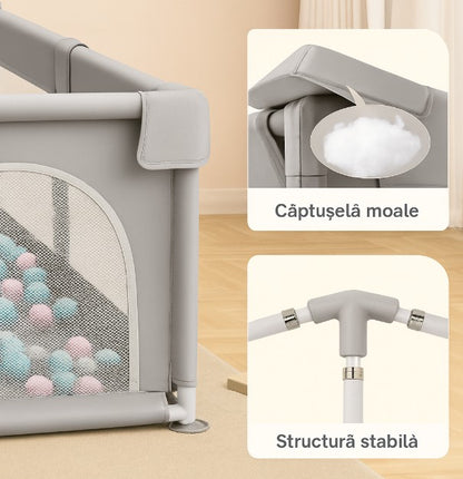 Tarc de joaca pentru copii 150x180 cm HappyKID cu 4 inele