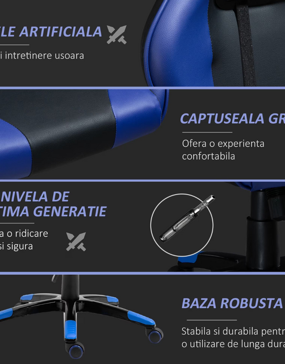 Scaun Gaming Extreme1 din Piele Sintetica Rotativ si Reclinabil
