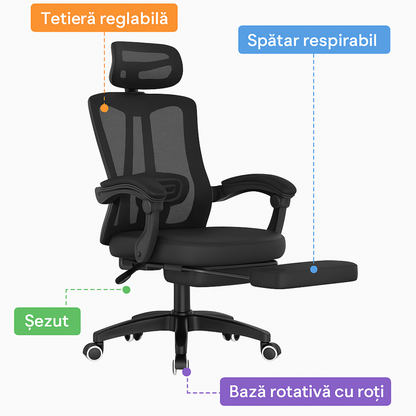 Scaun reglabil pentru Birou sau Gaming Ergonomic Negru