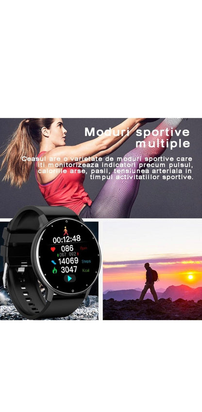 Ceas smartwatch si bratara fitness RoHS® Negru - Seliodrox srl