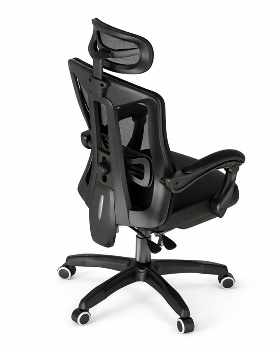 Scaun ergonomic birou/gaming, negru, spatar mesh, tetiera 2D, suport lombar, 120 kg