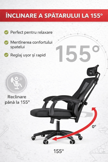 Scaun ergonomic birou gaming RoHS® negru – mesh tetiera 2D suport lombar 120kg – imagine 7