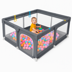 Tarc de joaca cu bile si covoras HappyKID – 4 inele ridicare stimulare senzoriala