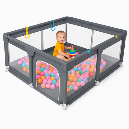 Tarc de joaca pentru copii 150x180 cm HappyKID cu 4 inele