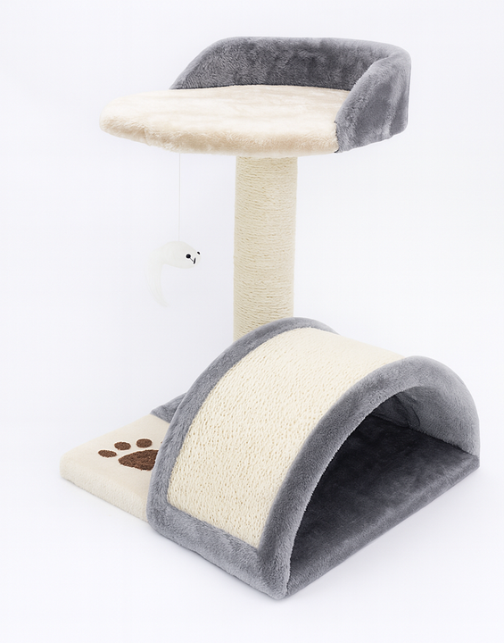 Ansamblu de joaca pisici cu sisal si jucarie soricel, 42 cm, gri – HAPPYpets