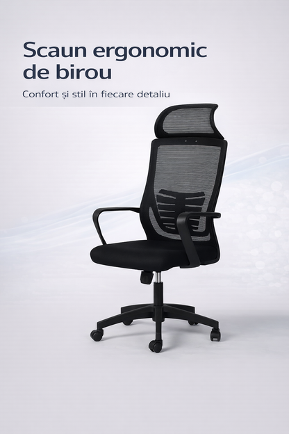 Scaun ergonomic gaming birou RoHS® negru inchis – ajustabil durabil premium – imagine 7