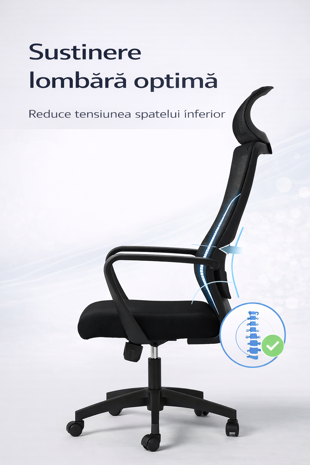 Scaun ergonomic gaming birou RoHS® negru inchis – ajustabil durabil premium – imagine 6