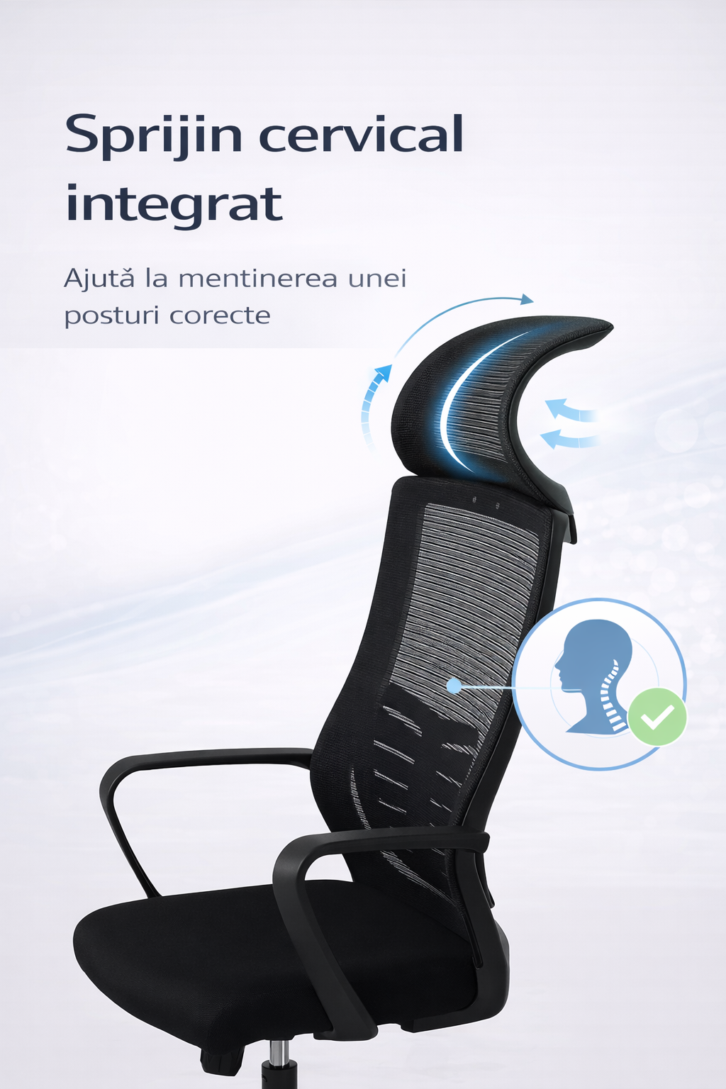 Scaun ergonomic gaming birou RoHS® negru inchis – ajustabil durabil premium – imagine 5