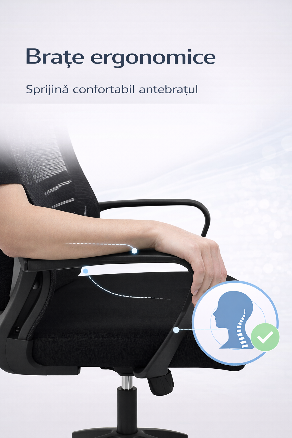 Scaun ergonomic gaming birou RoHS® negru inchis – ajustabil durabil premium – imagine 4