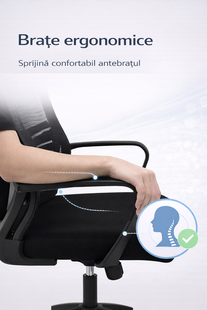 Scaun ergonomic gaming birou RoHS® negru inchis – ajustabil durabil premium – imagine 4