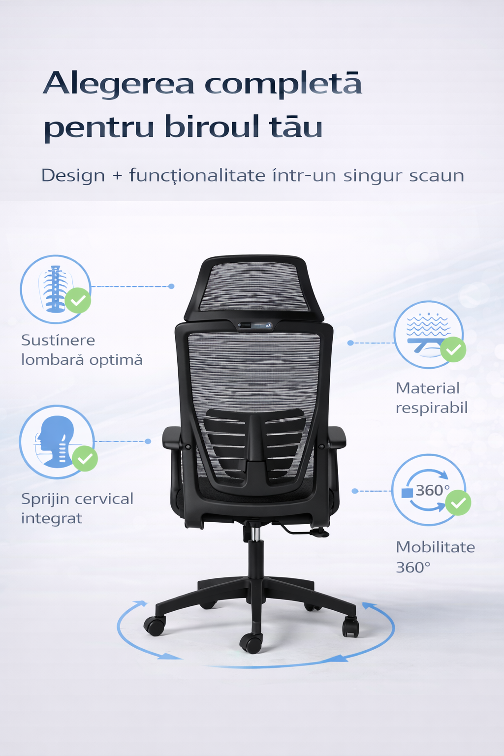 Scaun ergonomic gaming birou RoHS® negru inchis – ajustabil durabil premium – imagine 2
