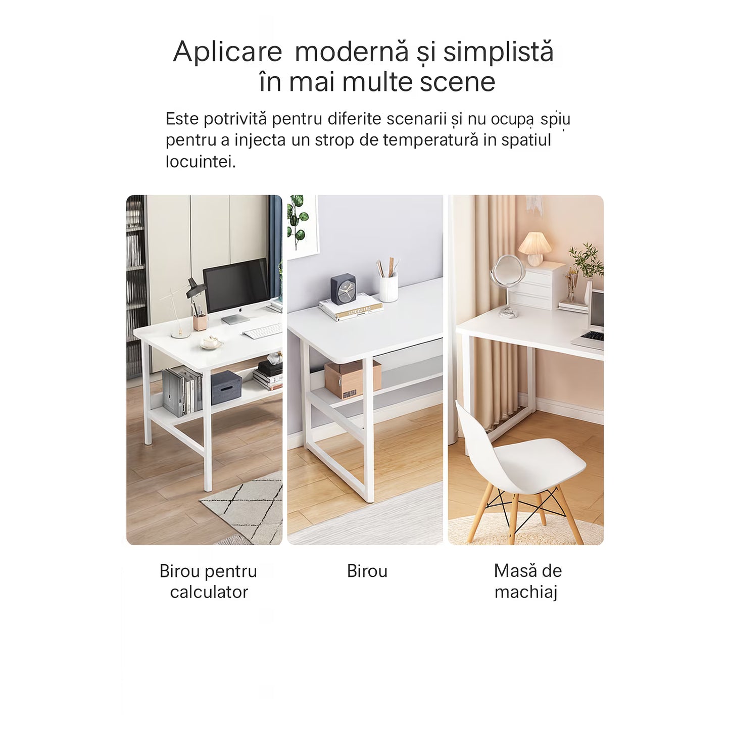 Birou calculator cu raft HomeOFFICE RoHS® model scandinav – design minimalist natural – imagine 3