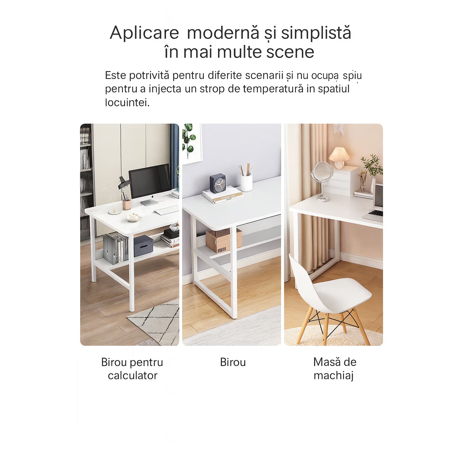 Birou calculator cu raft HomeOFFICE RoHS® model scandinav – design minimalist natural – imagine 3