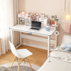 Birou Calculator cu Raft HomeOFFICE Model Scandinav Alb – 100x45x72 cm, Picioare Metal