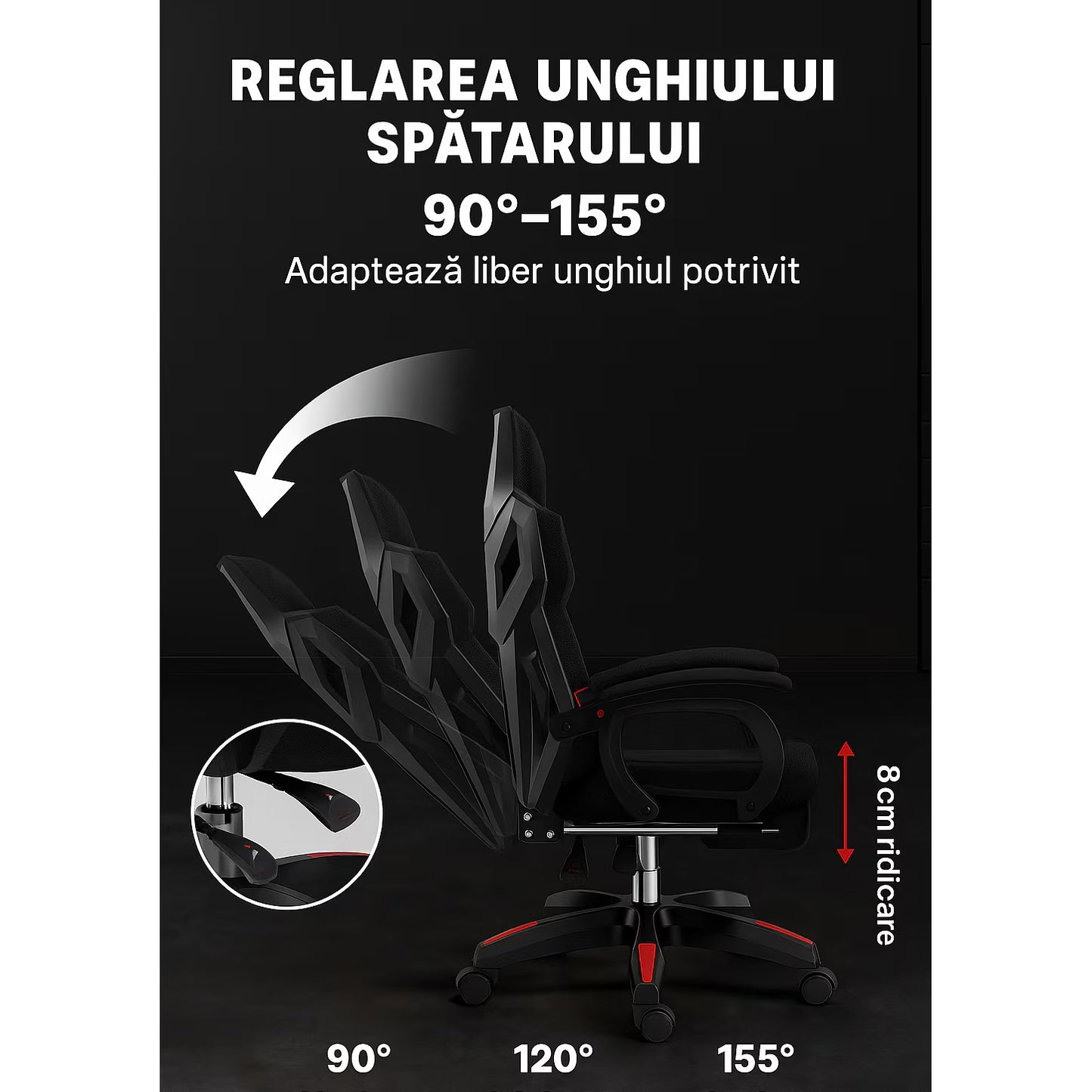 Scaun gaming RoHS® ExtremePro material ergonomic ajustabil – confort profesional – imagine 4
