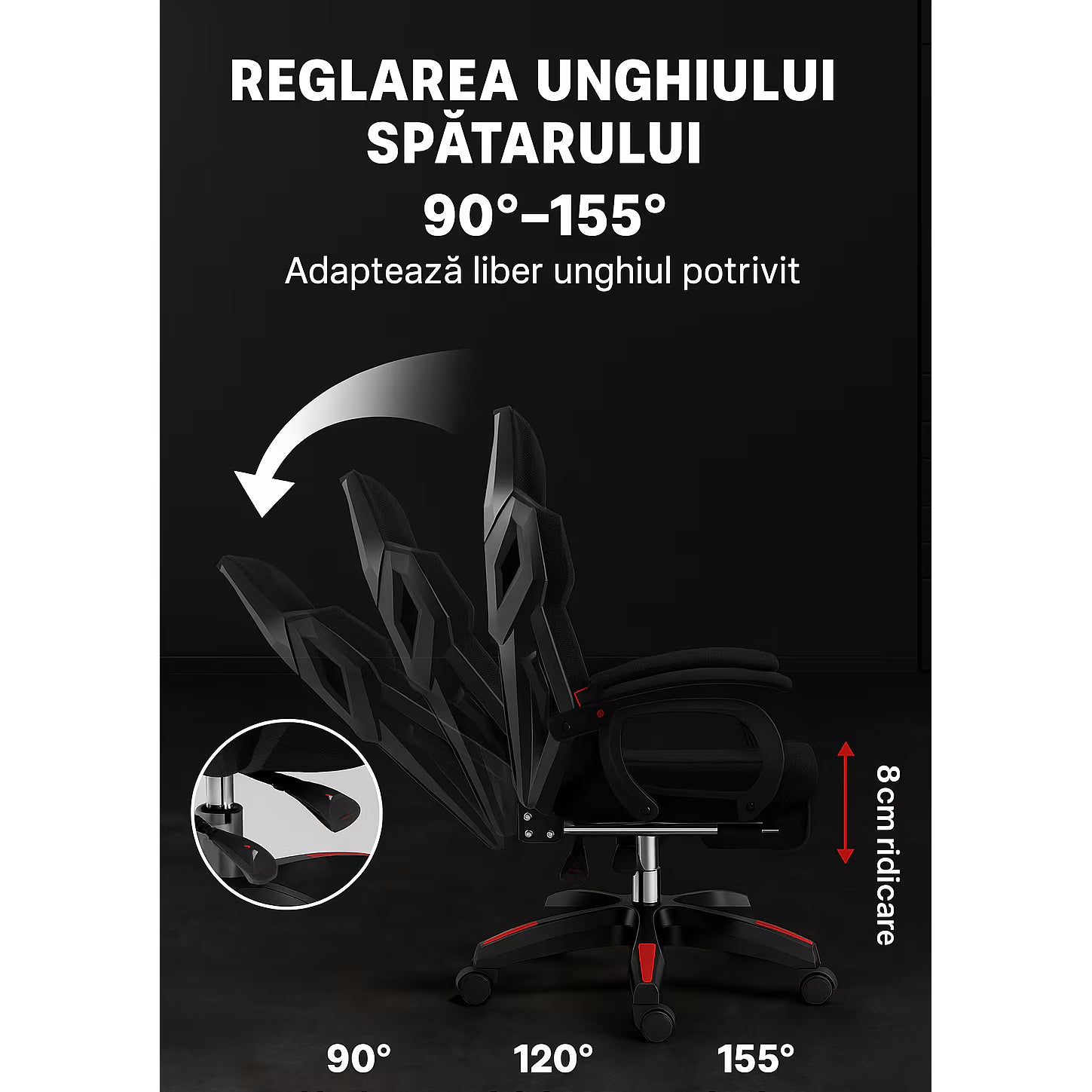 Scaun gaming RoHS® ExtremePro material ergonomic ajustabil – confort profesional – imagine 4