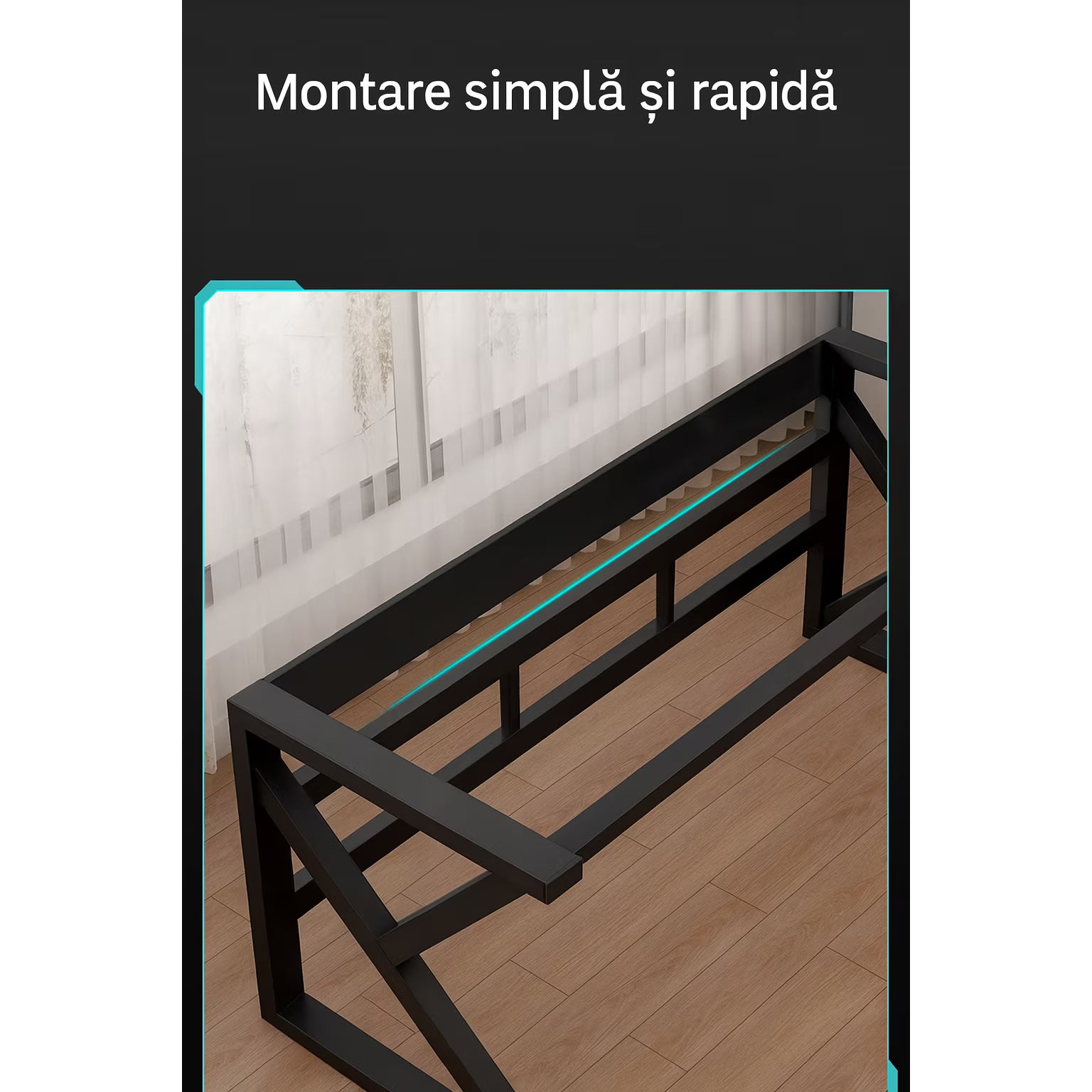 Birou gaming Extreme1 120x60cm negru mat RoHS® – design modern suprafata generoasa – imagine 3